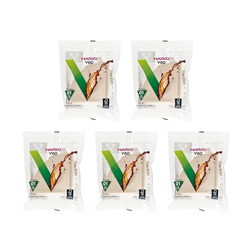 ハリオ 純正品 VCF-01-100M ペーパーフィルター 01サイズに対応【1～2杯用】500枚入(100枚入パック×5個セット) V60コーヒードリッパー用 ブラウン ひさらし