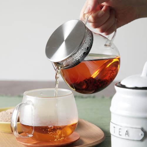 KINTO UNITEA ワンタッチティーポット コルクマットおまけ 耐熱ガラス 食洗機OK ティーポット キントー ストレーナー付き コルクマット コースター (460ml)