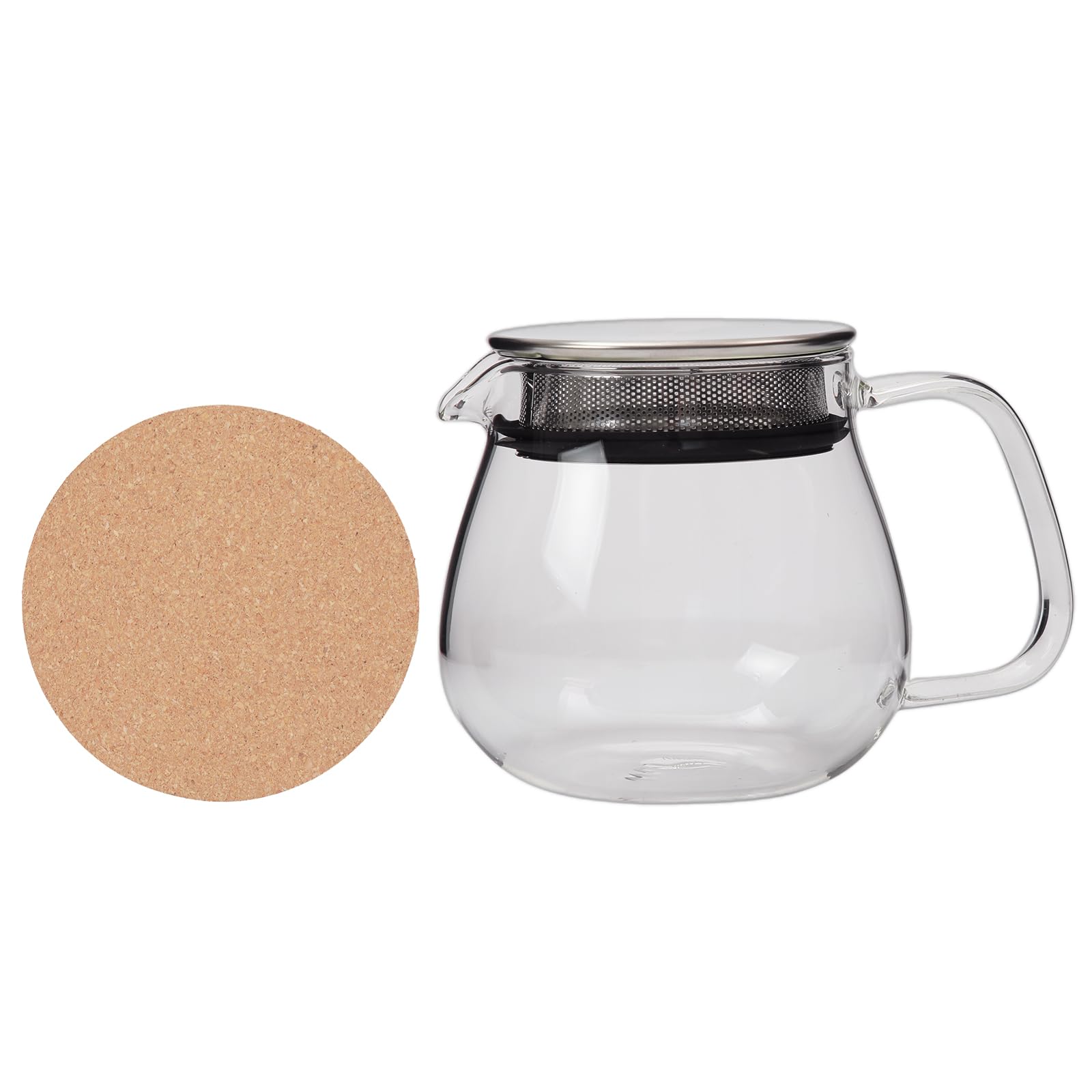 KINTO UNITEA ワンタッチティーポット コルクマットおまけ 耐熱ガラス 食洗機OK ティーポット キントー ストレーナー付き コルクマット コースター (460ml)